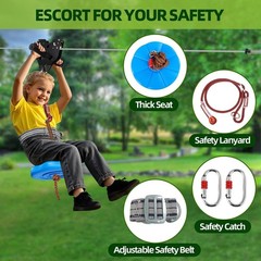 Zipline for Backyard Kids and Adults: 200FT Up to 400 lbs – Updated Removable De