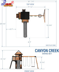Canyon Creek Cedar Wood Swing Set with Wave Slide, Clubhouse, Play Kitchen, Picn