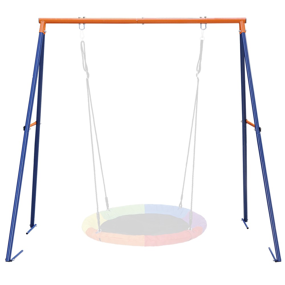 Saucer Swing with Frame for Kids Outdoor 440lbs Swing Set with Metal Stand Black