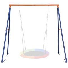 Saucer Swing with Frame for Kids Outdoor 440lbs Swing Set with Metal Stand Black