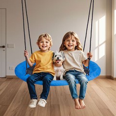 48 Inch Flying Saucer Tree Swing Set for Kids with Adjustable Hanging Ropes Blue