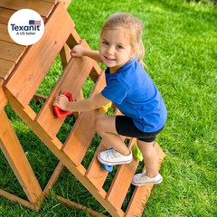 Wooden Swing Sets for Backyard, Kids Outdoor Playground Set with Monkey Bars, Wa