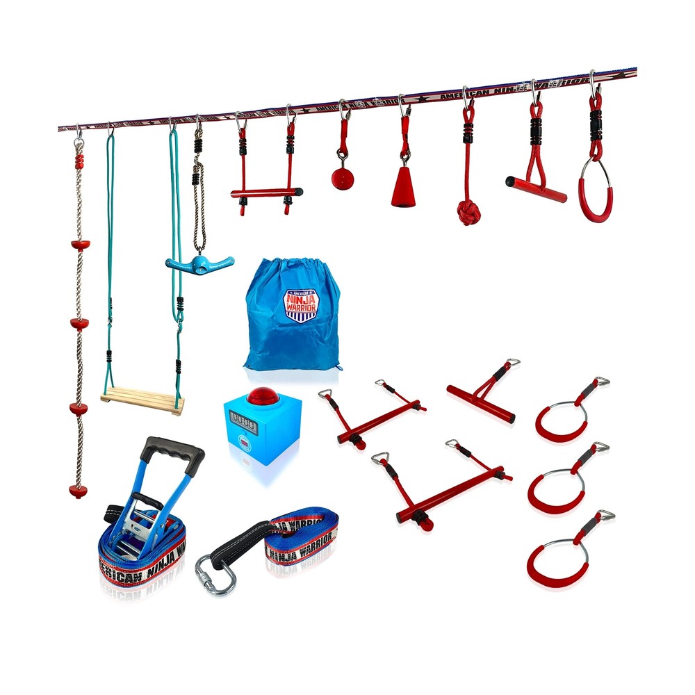 40′ Extreme Ninjaline Kit w/ 15ft Extension Line – Includes 15 Attachments Ob…
