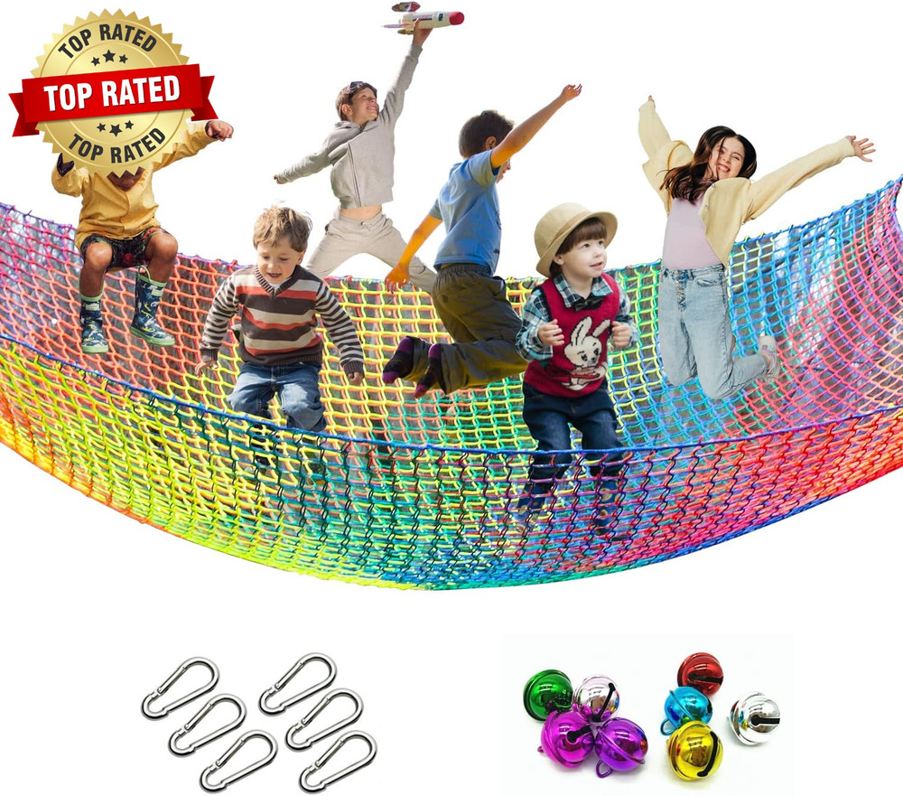 Climbing Cargo Net, 6.5′ X 9.8′ Double Layers Playground Safety Net, Kids Backya