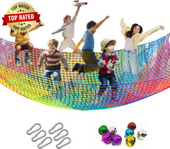 Climbing Cargo Net, 6.5′ X 9.8′ Double Layers Playground Safety Net, Kids Backya