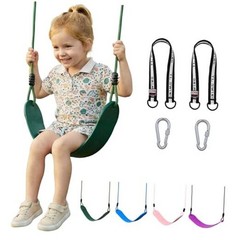 Heavy Duty Kids Swing Seat with 79″ Adjustable Rope, 330 lbs Green, 1 Pack