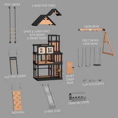 Backyard Discovery Mystic Tower Cedar Swing Set heavy-duty belt swings web swing