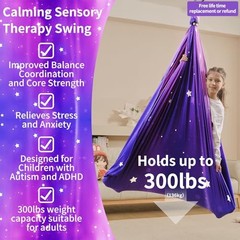 Sensory Swing for Kids Indoor & Outdoor Double Layer Therapy Cuddle Purple