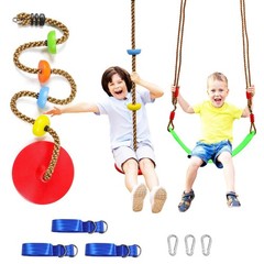 Tree Swing Climbing Rope 2 Pack Multicolor with Platforms Red Disc Swings Sea…