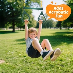 Hapfan 9.5′ Tall Heavy Duty Metal Swing Set with 3 Adjustable Swings Trapeze Bar