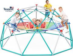 Climbing Dome with Climbing Cargo Net, 10 Ft Dome Jungle Gym with Hammock for Ki