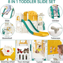 8-in-1 Toddler Playset with Slide, Climber, Tunnel & More for Ages 1-3