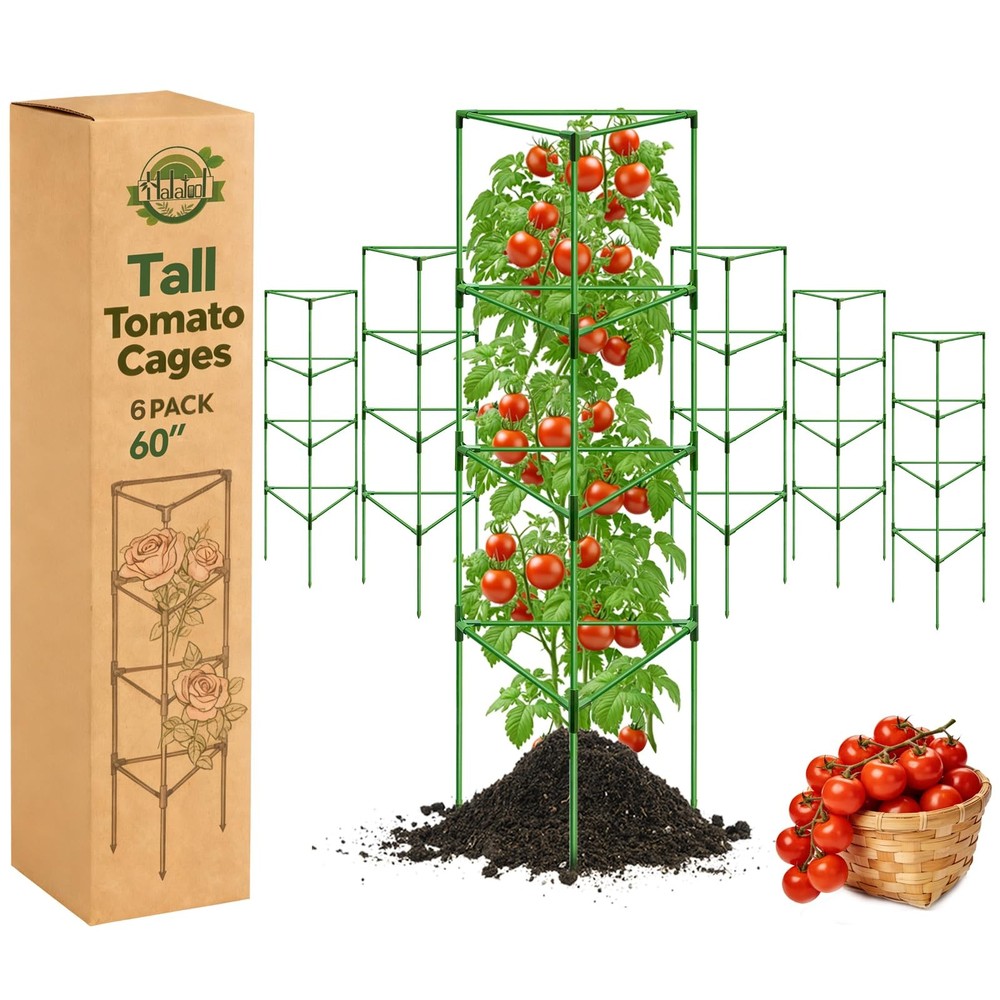 Halatool 6 Pack 60 inch Tomato Cages Adjustable Metal