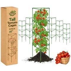 Halatool 6 Pack 60 inch Tomato Cages Adjustable Metal