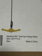 GardTech Swing Spins Slackline Attachment- 360° Handle Twist-Spin Toy Yellow