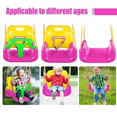3-in-1 Convertible Kids Swing Seat with Detachable High-Back Support, Secure …