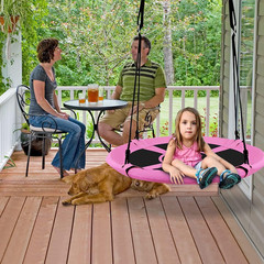 Moccha Flying Saucer Tree Swing, Giant 40” round Swing with Steel Frame & Adjust