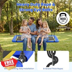 Hotjump 60” Rectangle Platform Tree Swing Blue 02