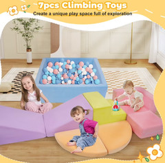 Yexmas 7-Piece Soft Foam Climbing Toys Set with Ball Pit – Multicolor – New