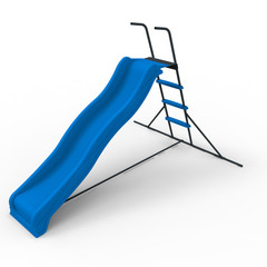 2.2M Blue Kids Plastic Slide, Freestanding Indoor Playground Equipment