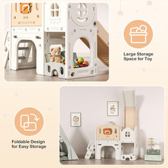 9 in 1 Toddler Slide Set, Baby Slide for Toddlers 1-3 with Ring Toss and Basketb