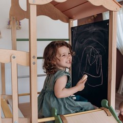 Large Playground Climber Kids Indoor Wooden Playhouse Montessori Morning Light