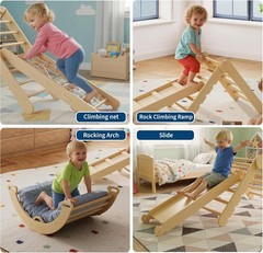 8-in-1 Pikler Triangle Climbing Set, Foldable Baby Climbing Toys Wooden Climbing