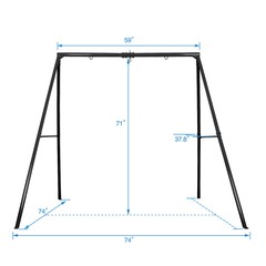 440lb Metal Swing Set Heavy Duty Frame Stand Backyard Kids & Adult w/40″ Swing
