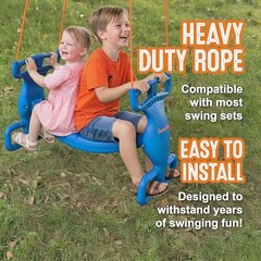 Glider Swing for Kids – Outdoor Dual Swingset for Backyard Blue/Orange