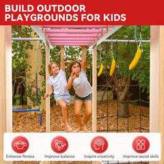 16.5″ Monkey Bars Kit – 12 Pink Metal Rungs for Kids’ Swing Set Playset