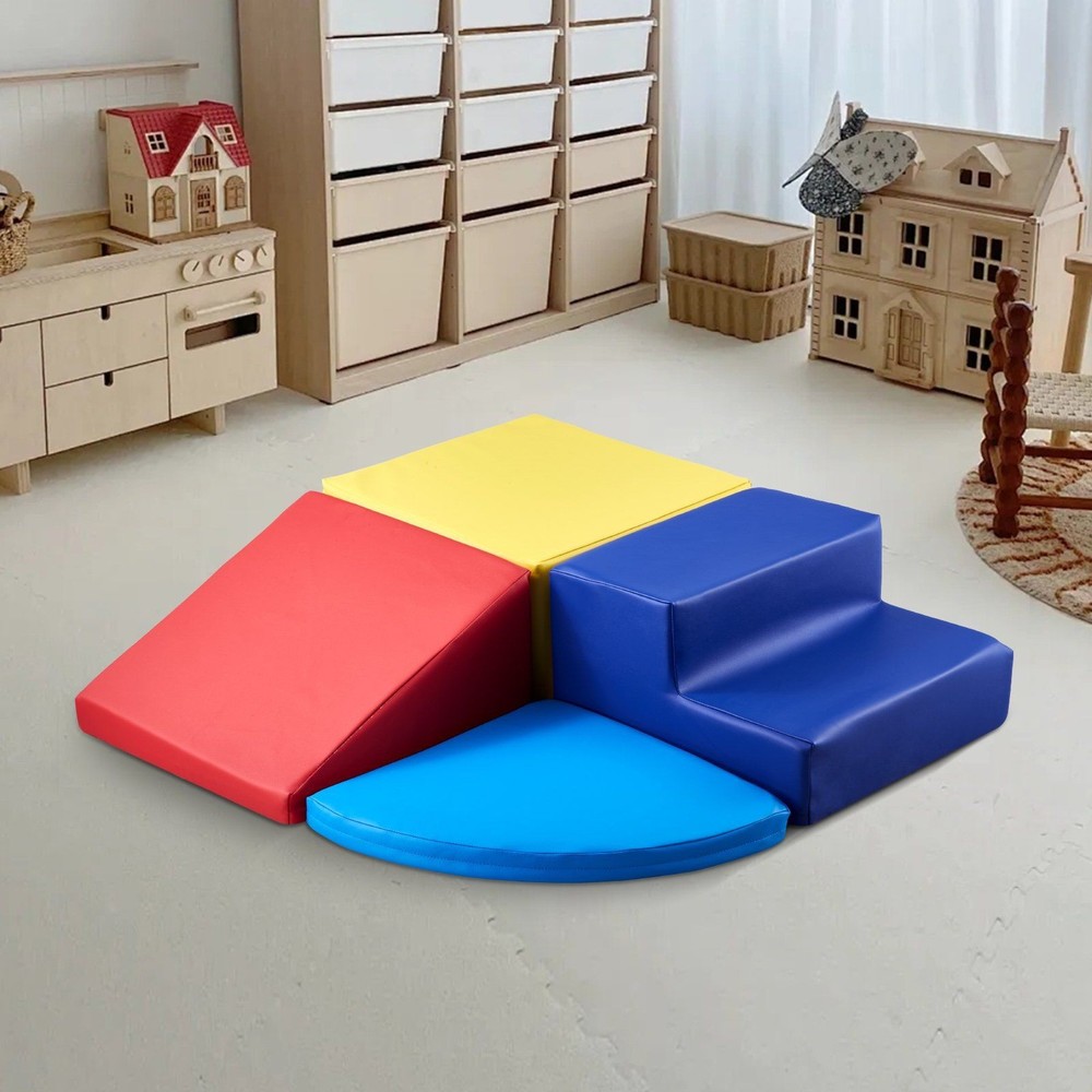 PU Leather Climbing Blocks 4-Piece Set, 25D HD Foam, Safe for Toddlers