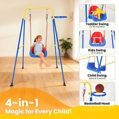 Toddler Swing with Stand Heavy-Duty Indoor/Outdoor Swing Set with Safety Belt