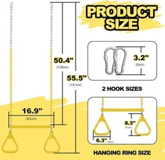 Duty Ring Trapeze Bar for Backyard-16.5″ Trapeze Swing Bar- Swingset Accessor…