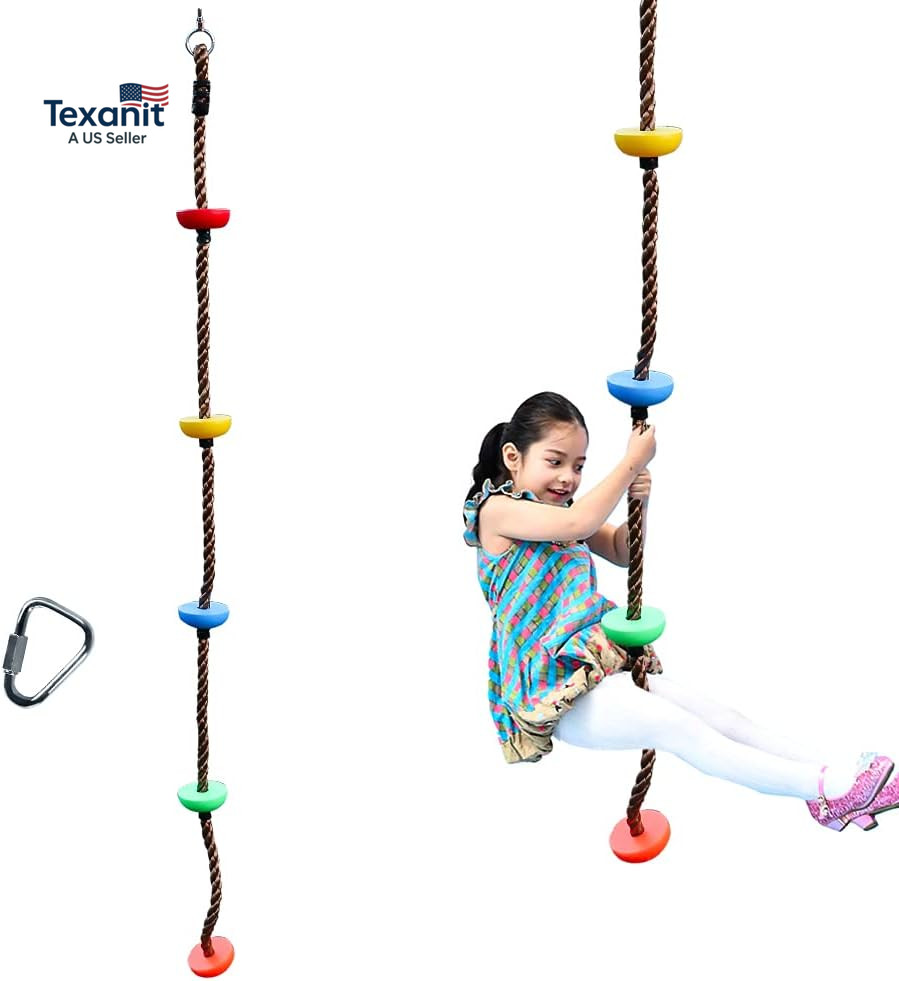6.56Ft Climbing Rope Swing with Treads Climbing Rope Plate Swing Hanging Swing N