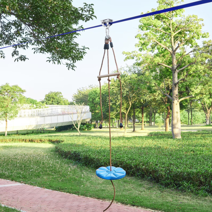 KFFKFF Zip Line Kit 52ft for Kids Adult Zip Line Cars Up to 500 lbs