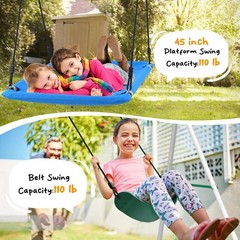 Heavy Duty Metal Swing Set with 2 Swings Ladder and Monkey Bar for Kids Backyard