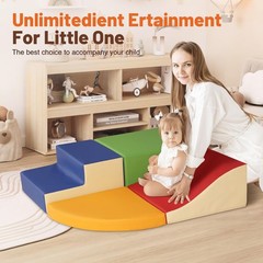4-Piece Soft PU Leather Toddlers Climbing Toys, Foam Climbing Blocks for Todd…