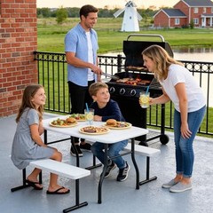 Kids Picnic Table with Benches, 38″ Outdoor Toddler Table Set 38″ x 22″ White