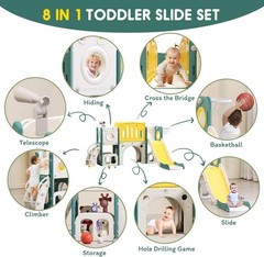 8 in 1 Toddler Slide Set, Kids Slide for Toddlers, Toddler Climber Slide Play…