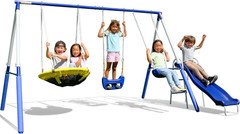 Fairbrook Kids Metal Swing Set with Slide & Swings – 500 lb Capacity
