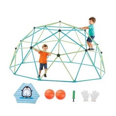Climbing Dome, 10FT Geometric 10FT Blue&green with Basketballs & Octopus Net