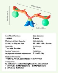 VEVOR Kids Seesaw 55 lbs Capacity 360 Degrees Rotating Teeter Totter Aged 3+
