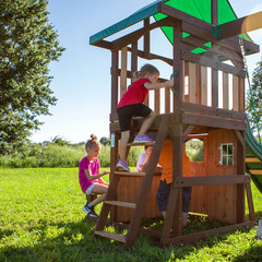 Residential Wood Playset with 2 Swings and Slide Included
