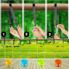 Toddler Swing, 59″ Coated Heavy-Duty Iron Chains Baby Swing Outdoor, High Back F