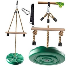 Disc Swing for Kids, Swing Set Accessories, 7FT Height Adjustable Gym Green