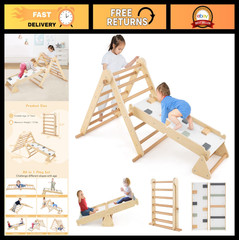 7-in-1 Climbing Triangle Set for Toddlers – Foldable Montessori Jungle Gym, Adju