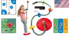 Kids Outdoor Tree Swing with Colorful Climbing Rope & Carabiner Safety Set