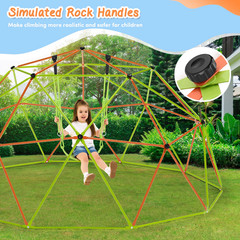10FT Climbing Dome with Hammock Swing Kids Outdoor Jungle Gym Playground Clim…