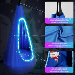 Light Up Kids Pod Swing Seat Max 260Lbs Sensory for with LED Blue