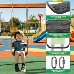 2-Pack Heavy Duty Non-Slip Plastic Swing Seats, Adjustable Ropes, Kids/Adults